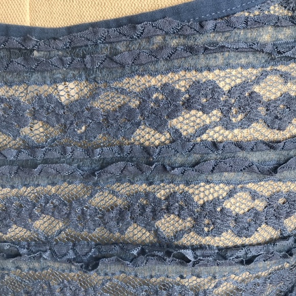 Roper, blue lace, crew neck, long sleeves top, size M western country cowgirl - Picture 4 of 8